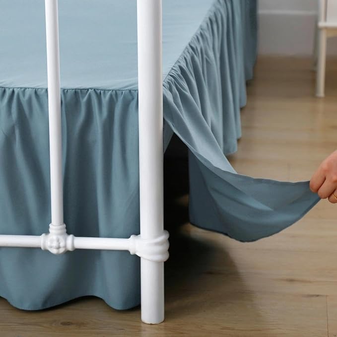 Bed Skirt Full Size Ruffled Bed Skirt with Split Corners | 14 Inch Drop Dust Ruffle Bed Skirt with Platform, Teal Blue, 14'' Full
