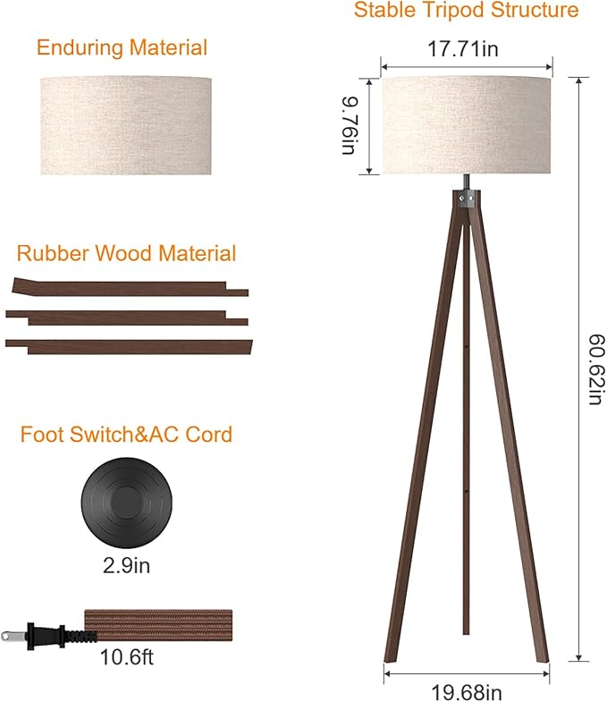 LEPOWER Tripod Floor Lamp Mid Century Modern Standing Lamps for Living Room