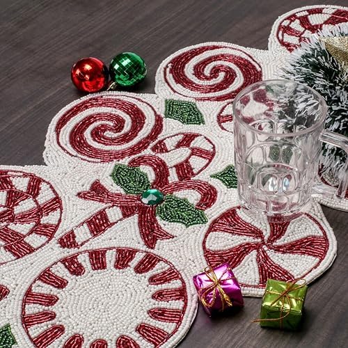Alpha Living Home Beaded Christmas Table Runner 13x36