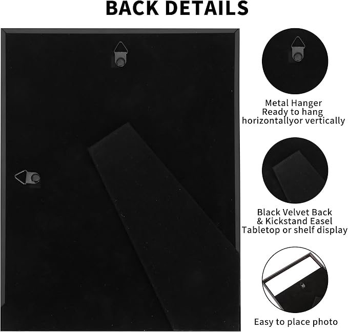 YiPinYin Black 4x6'' Bamboo Detail Design Metal Picture Frame 2pack,Class 6x4'' Metal Photo Frames With Real Glass and Soft Touch Velvet & Backing for Desktop and Wall Décor