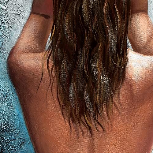 Wall Art for Bathroom Woman Painting Canvas Print Art Black White Blue Framed Wall Art Bedroom Home Wall Décor 16x24inch