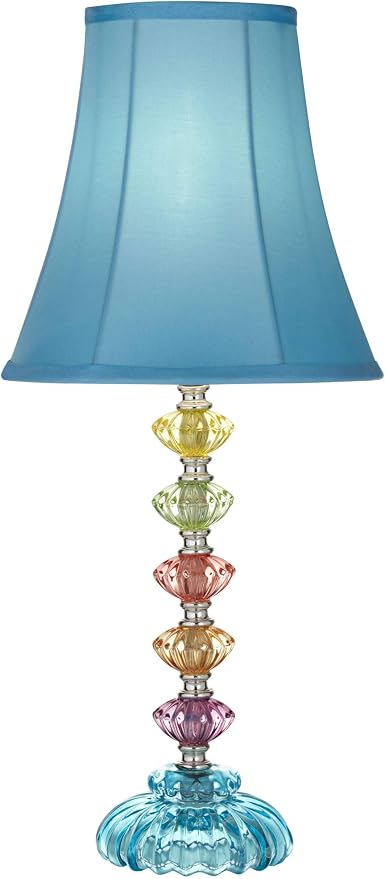 Bohemian Blue 21" High Table Lamp Glass Teal Stacked Traditional Colored