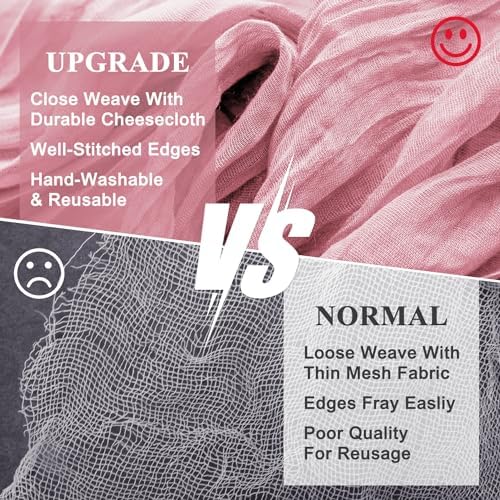 Wokceer Cheesecloth Table Runner 10FT Boho Gauze Runner, Pink, 12 Pack