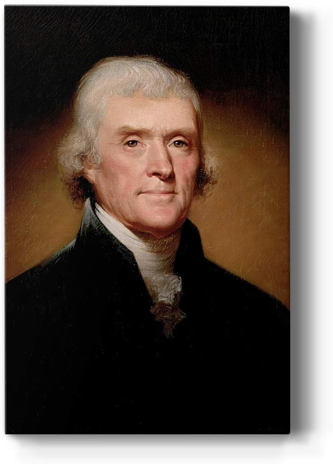Renditions Gallery Thomas Jefferson Presidental Portrait Wall Art, Premium Gallery Wrapped Canvas Decor, Ready to Hang, 27 in H x 16 in W, Made in America Print Artwork