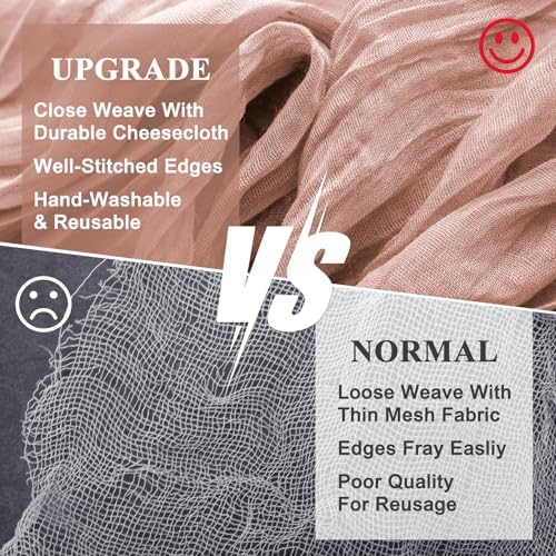 Wokceer Cheesecloth Table Runner Dusty Pink 10FT Boho Gauze, 2 Pack