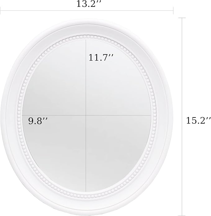 OIGUMR Small Bathroom Mirror Wall Mirror Mirror Wall Decor Oval Mirror (White, 15.2 x 13.2)