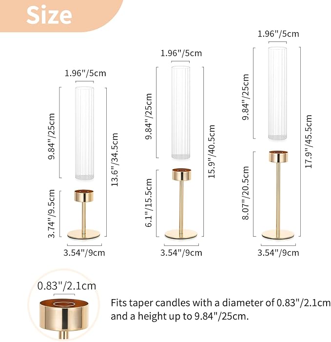 NUPTIO Tall Candlestick Holders for Centerpiece, Hurricane Candle Holder