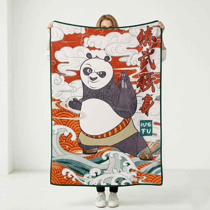 Silver Buffalo Kung Fu Panda Chinese Po, Fleece Throw Blanket, 45x60in | Characters, Soft and Cozy, 180 GSM