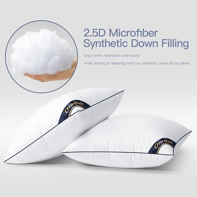 OTOSTAR 16x16 Down Alternative Fill Throw Pillow Insert-100% Cotton Cooling Cover-Soft Fluffy Synthetic Down Pillow Insert-Decorative Couch Pillow