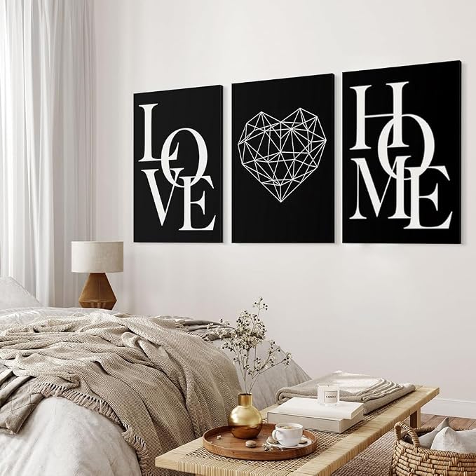 GUBIYU Love Home Wall Decor Black and White Farmhouse Modern Art for Entryway Hallway - Family Sign Express Warmth 12"x16"