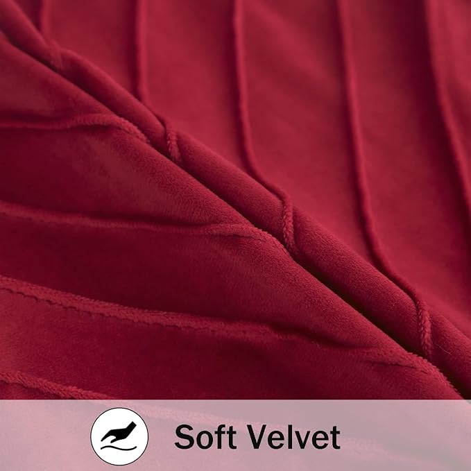Velvet Throw Pillow Covers 16x16 inch Pack of 2 Gold Decor Red