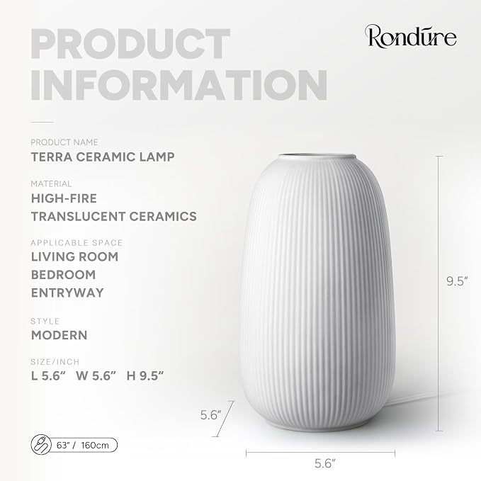 RONDURE Modern Ceramic Decorative Table Lamp Living Room Bedroom Bedside