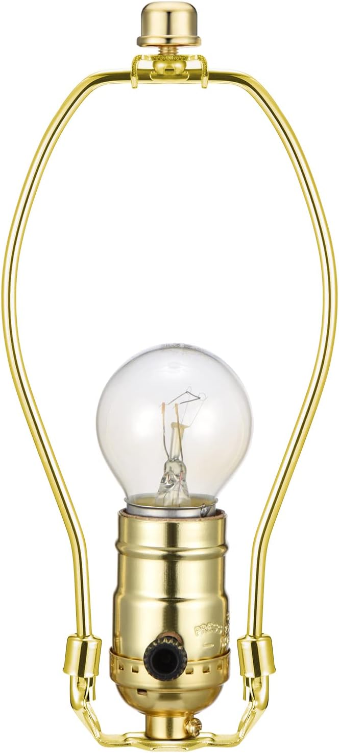 Canomo 2 Sets Table Lamp Kit Repair or DIY Lamp Kit with 8 Inch Harp, 2 Pieces 12" Lamp Pipe, 3-Way Socket and All Parts Needed and Instructions for DIY Lamp Design or Repair, Brass