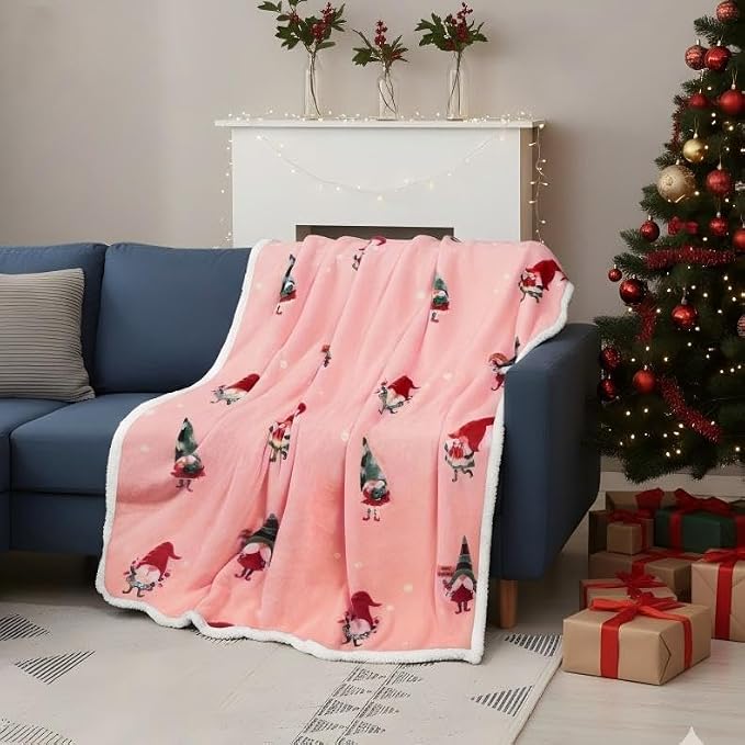 Catalonia Christmas Dwarfs Sherpa Throw Blanket, Xmas Theme Throws, Plush Fleece Couch Blanket, Super Soft, Comfy, Cozy, Fluffy, Ugly