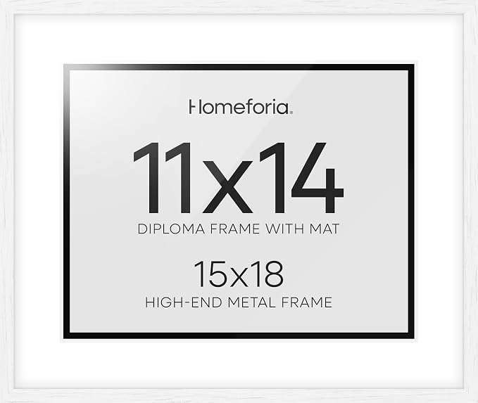Homeforia 15x18 Black Oak Diploma Frame, High-End Wood, 11x14 Mat, Glass