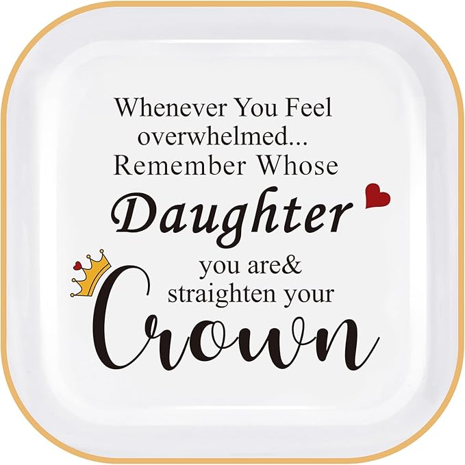 PUDDING CABIN Daughter Gifts from Mom Dad Straighten Your Crown Ring Dish Gifts for Daughter Adult Birthday Mother's Day Graduation Christmas