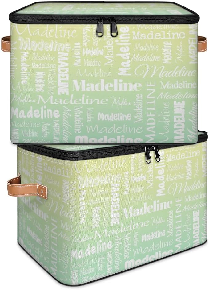 Storage Basket Custom Name, Personalize Keepsake Box, Yellow Green