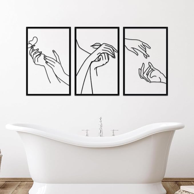 Resama Nail Room Wall Decor Nail Salon Wall Art and Accessories | Black Metal Space Decortionsfor Hand Body Care Store, Bathroon Bedroom Living Room Wall Hanging Sculptures Indoor
