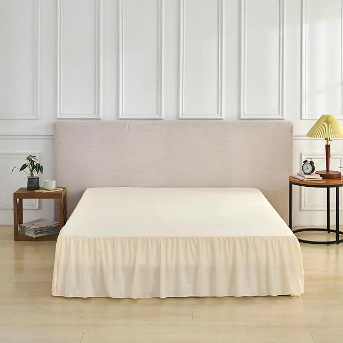 Bed Skirt Full Size Ruffled Bed Skirt, 16'' Full Dust Ruffle Bed Skirts | With Split Corners, Dust Ruffle with Platform, Microfiber, Breathable, Soft, Easy Fit, Beige