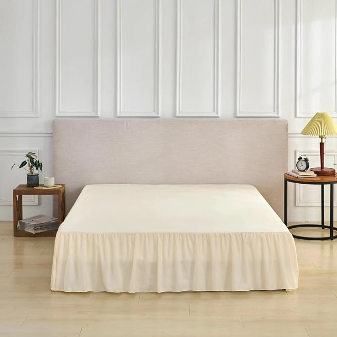 Bed Skirt Queen Size Ruffled Bed Skirt, 16'' Queen Dust Ruffle Bed Skirts | With Split Corners, Dust Ruffle with Platform, Microfiber, Breathable, Soft, Easy Fit, Beige