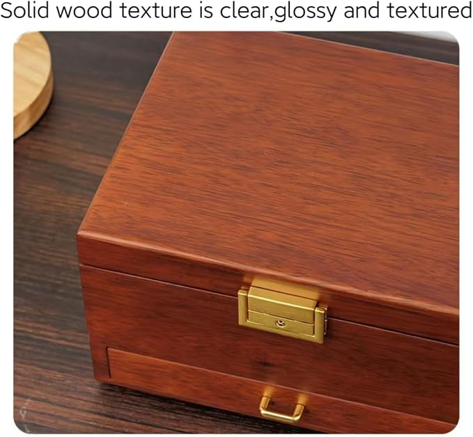 Bescott 3 Layer Solid Wooden Jewelry Box for Women Real Wood Vintage Jewelry Organizer Storage for Earrings Rings Necklaces Bracelet Watch Men