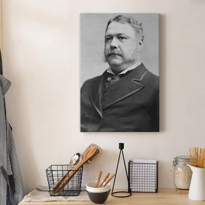 Renditions Gallery Chester A. Arthur Presidental Portrait Wall Art, Premium Gallery Wrapped Canvas Decor, Ready to Hang, 18 in H x 12 in W, Made in America Print