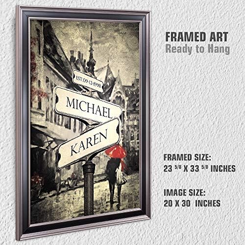Couple's Street Signs Framed Arts Gift,includes Names and the Date Unique Gift for the Anniversary.With Different Frame Styles Framed Size:21 5/8X15 1/2 inches