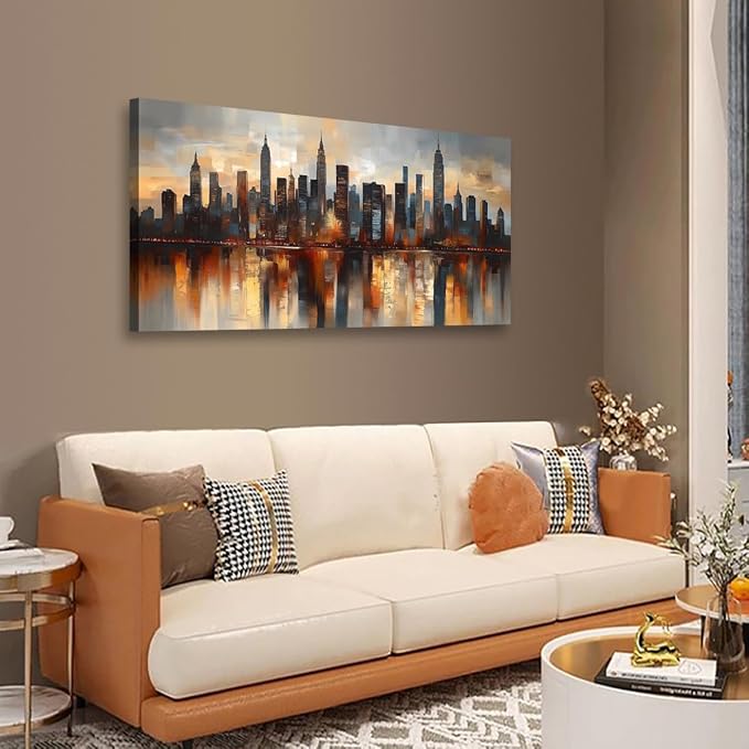 Abstraction Pictures Canvas Wall Art for Living room Office Bedroom Wall Decor,City night Scene Wall Art Print Paintings Modern Natural Landscape Artwork Waterproof Ready to Hang-20x40inch