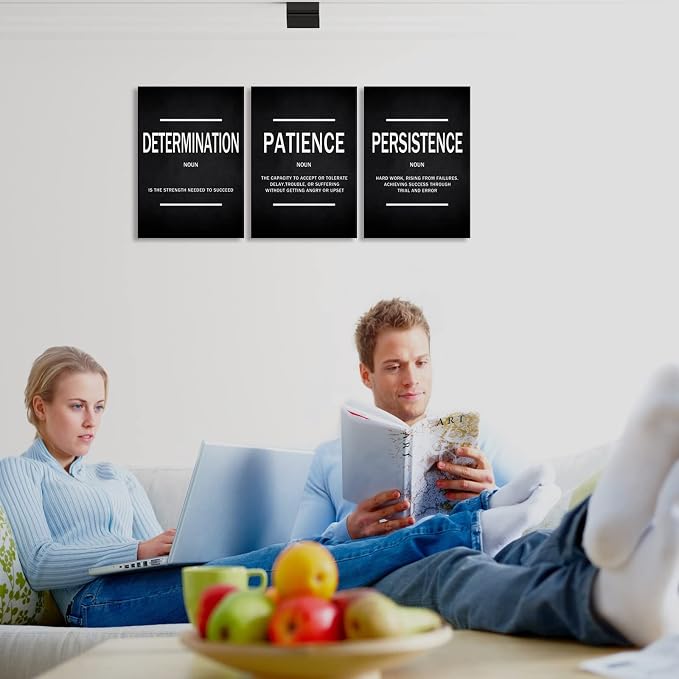 KAWAHONE Inspiration Quotes Wall Art, Motivational Determination Patience Persistence Poster Positive Affirmations Wall Picture for Home Office Bedroom Dorm Gift for Business Leadership Entrepreneur