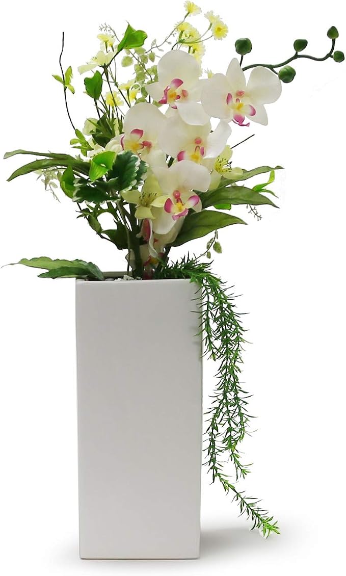 WGV Ceramic Block Vase Bulk, 5" W x 12" H, (Multiple Size/Color Choices) Matte Tall Square Flower Planter Pot, Accents Home Office Tabletop Decor, Ideal Gifts White 6 Pieces (CSB0512WT)
