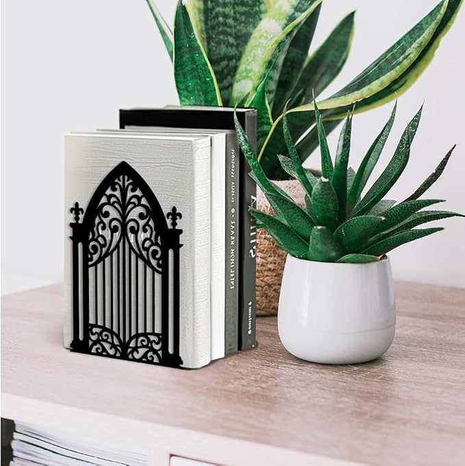 Peacoblue 5.3"x4.3"x7.3" Metal Bookends, Heavy Duty Book Ends for Shelves
