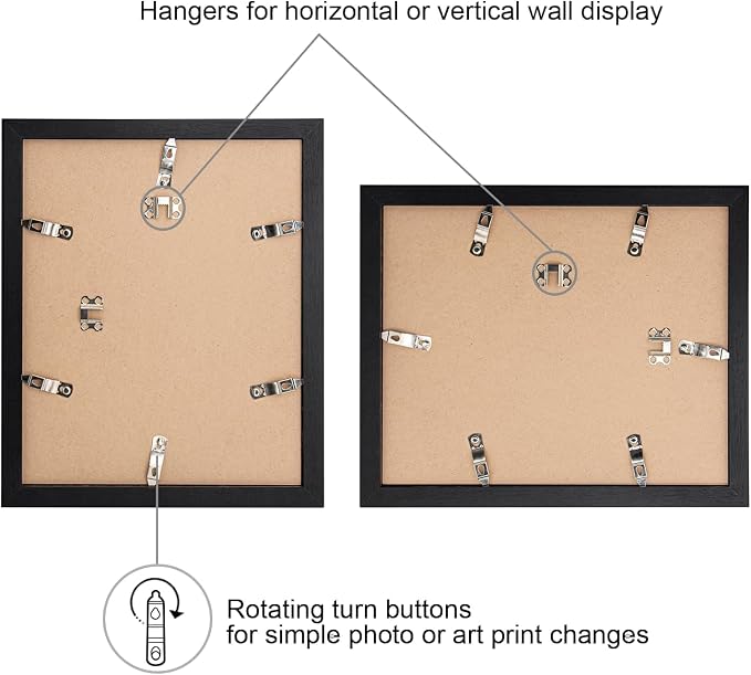 11x14 Picture Frame-Black,8x10 Mat,Tempered Glass,Engineered Wood