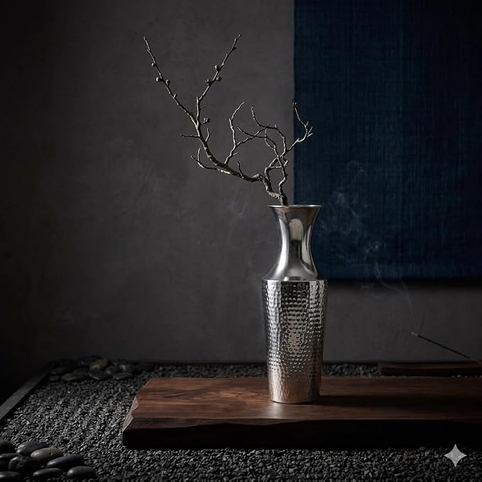 Hosley 18 Inch High Silver Color Metal Floor Vase. Ideal for Dried Flowers Gift for Floral Arrangements Wedding Home Spa Votive Candle Gardens P9