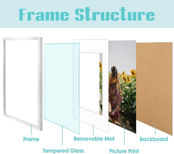 Frametory 3 Pack 16x24 Silver Picture Frame with Real Glass Mat for 12x18