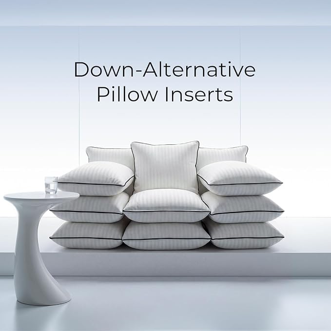 Phantoscope Synthetic Down Pillow Insert - 18x18 Down Alternative, Ultra Soft Large Square Throw Pillow with 100% Cotton for Couch Sham, Bed Sleeping (White, Set of 2) Made in USA