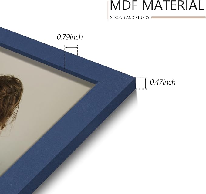 YESKAY 12x12 Picture Frame Set of 9, Photo Gallery Wall Frame Set, Display Pictures 8x8 with Mat or 12 x 12 Without Mat, Square Frame Picture Frames Collage Wall Decor, Blue