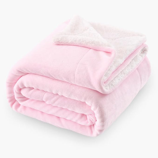SOCHOW Sherpa Fleece Throw Blanket, Light Pink, 60x80 inches | Double-Sided Super Soft Luxurious Plush Blanket Twin Size