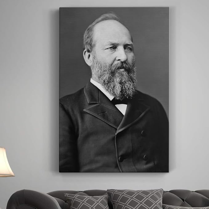 Renditions Gallery James A. Garfield Presidental Portrait Wall Art, Premium Gallery Wrapped Canvas Decor, Ready to Hang, 48 in H x 32 in W, Made in America Print