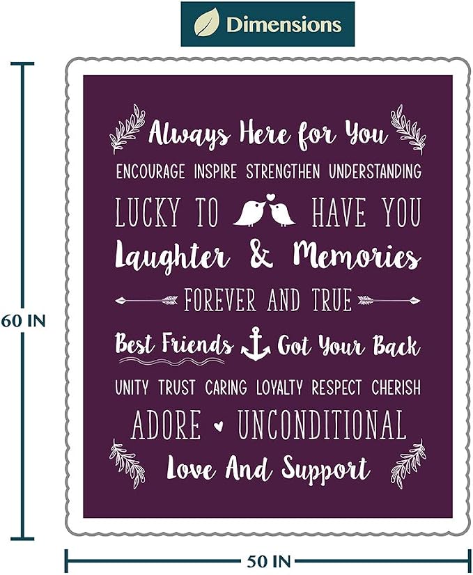 PAVILIA Best Friend Blanket - Friendship Gifts for Women, Soul Sister & Long Distance Bestie Gift, Soft Cozy Sherpa Throw with Sentimental Quotes, BFF Birthday Gift Idea, Purple
