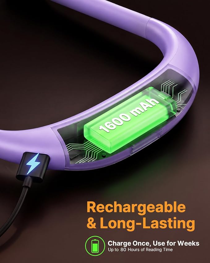 Reading Light with Storage Case, 3 Colors Dimmable Neck Lamp