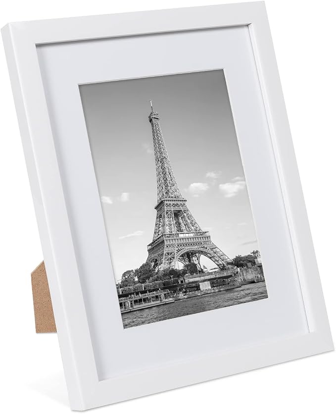 upsimples 8.5x11 Picture Frame Set of 10, Display Pictures 6x8 with Mat or 8.5x11 Without, Multi Photo Frames Collage for Wall or Tabletop Display, White