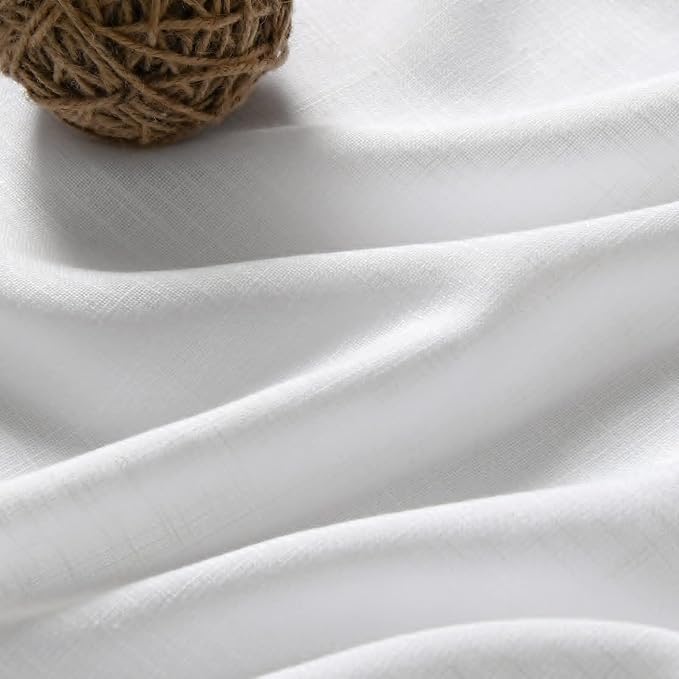 Kitchen Linen Curtains 30 Inch Length White Semi Sheer Light Filtering Curtains Back Tab and Rod Pocket Modern Farmhouse Decor for Cafe Small Window Curtain 29 x 30 Inch,2 Panels