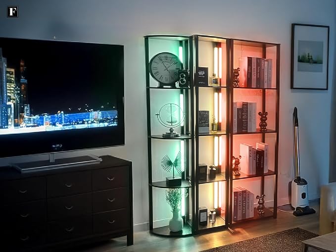 FENLO 64" RGB Corner Floor Lamp with Shelves