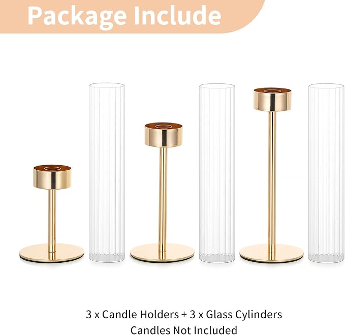NUPTIO Tall Candlestick Holders for Centerpiece, Hurricane Candle Holder
