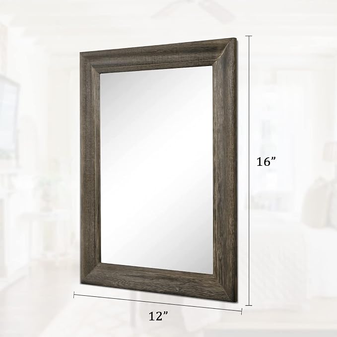 Retro Wall Mirror with Wood Frame Farmhouse Rectangle Hanging Mirrors Decorative for Bathroom Bedroom Living Room Dressing Room Entryway
