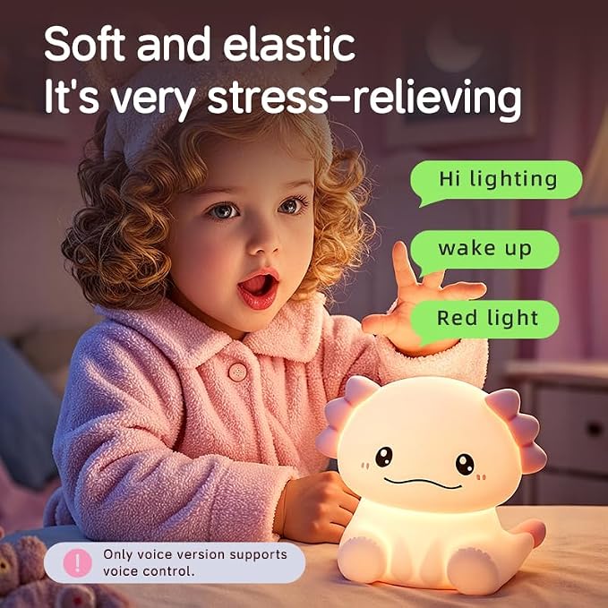 Axolotl Lamp with 7 Colors ,Rechargeable Light Table Lamp Bedside Lamp