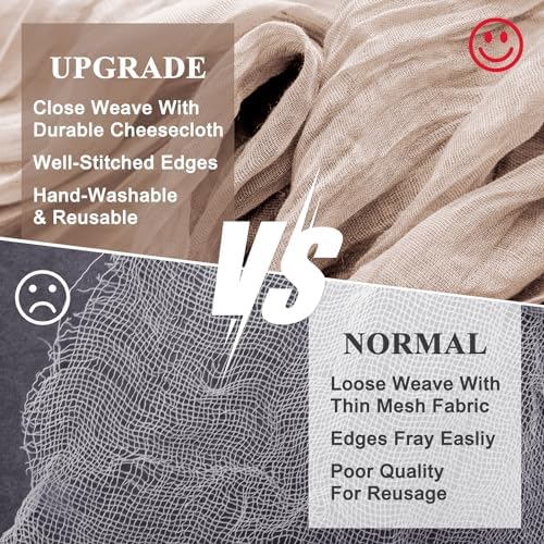 Wokceer Cheesecloth Table Runner Nude Pink 10FT Boho Gauze Runner, 6 Pack