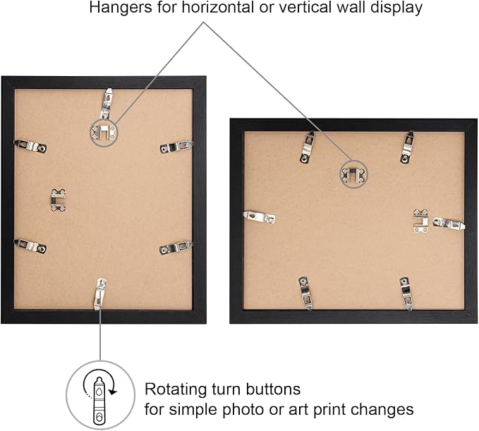 12x16 Picture Frame-Black,8x12 Mat,Tempered Glass,Engineered Wood