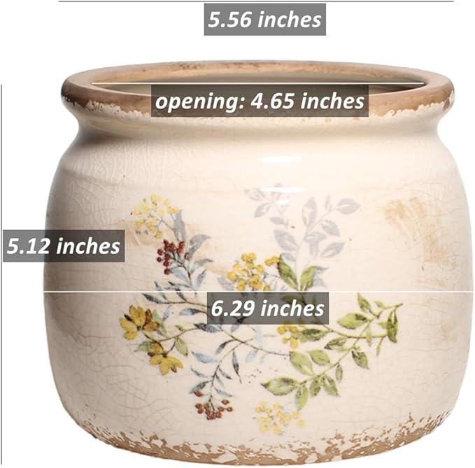 Xiaan Jiaju Ceramic Pots for Plants, Cottage Rustic Clay Flower Pots & Vase | 6.29" Planters With Drainage For Indoor Plants & Cactus, Farmhouse Home & House Decor, Gifts For Mom, Sage Yellow