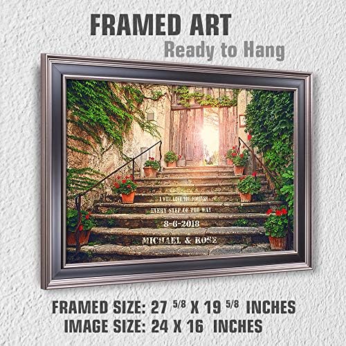 I Will Love You Every Step the Way Framed Arts with Couple's Names Date and Your Own Message on,Gift for Wedding.With Different Frame Styles Framed Size:27 5/8 x 19 5/8 inches